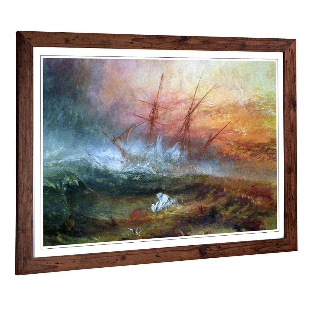 Big Box Art Framed Print of J.M.W (Joseph Mallord William Turner) Slave Ship Design | Wall Art Picture| Home Decor for Living Room, Bedroom, Office, Walnut, A2 / 24.5x18 Inch / 62x45cm