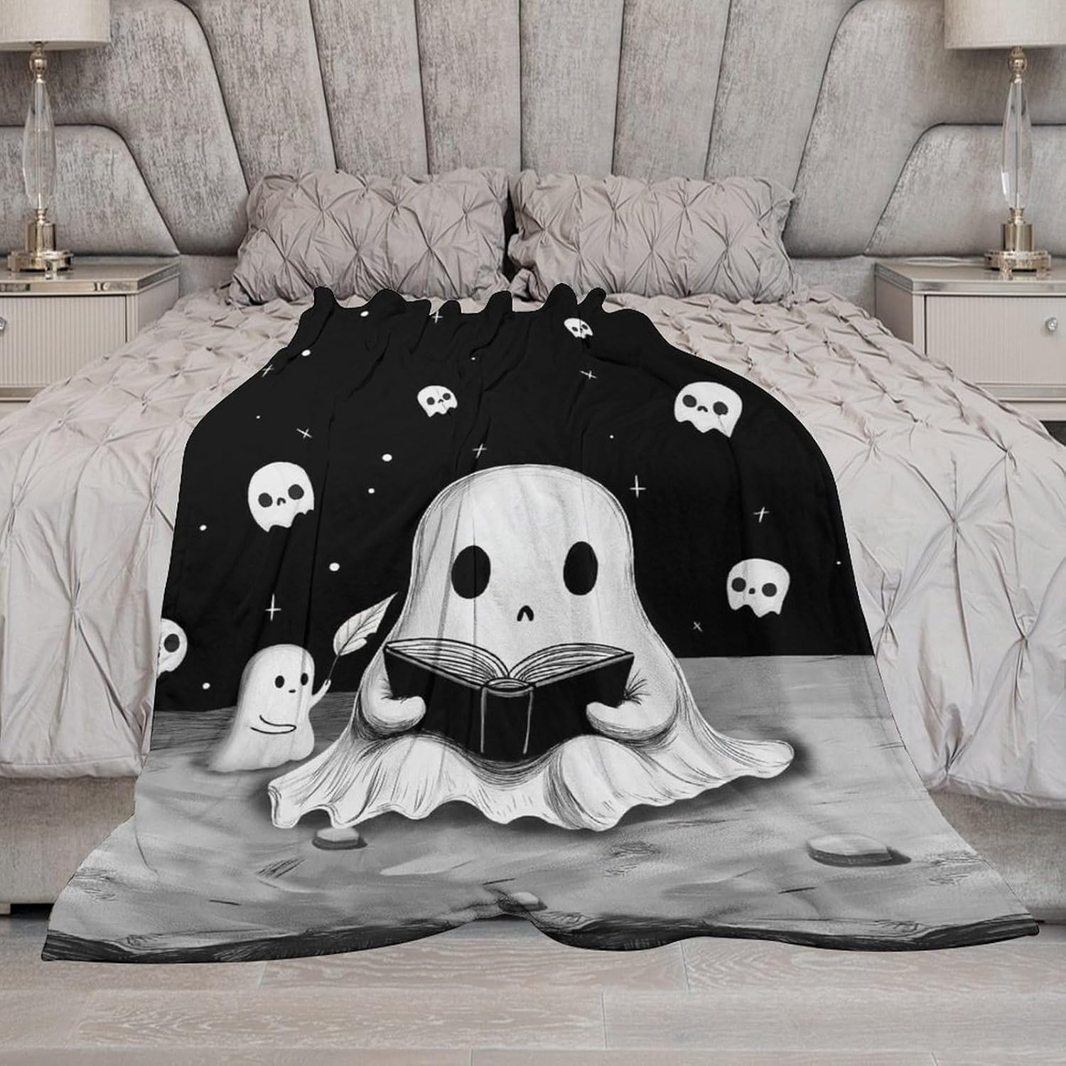 Cute Ghost Throw Blanket for Teens Boys Girls and Adults Soft Warm Cozy Funny Midweight Food Flannel Blankets for Couch Sofa Bed Camping Travel Home Decor 40" X 50" - Image 8