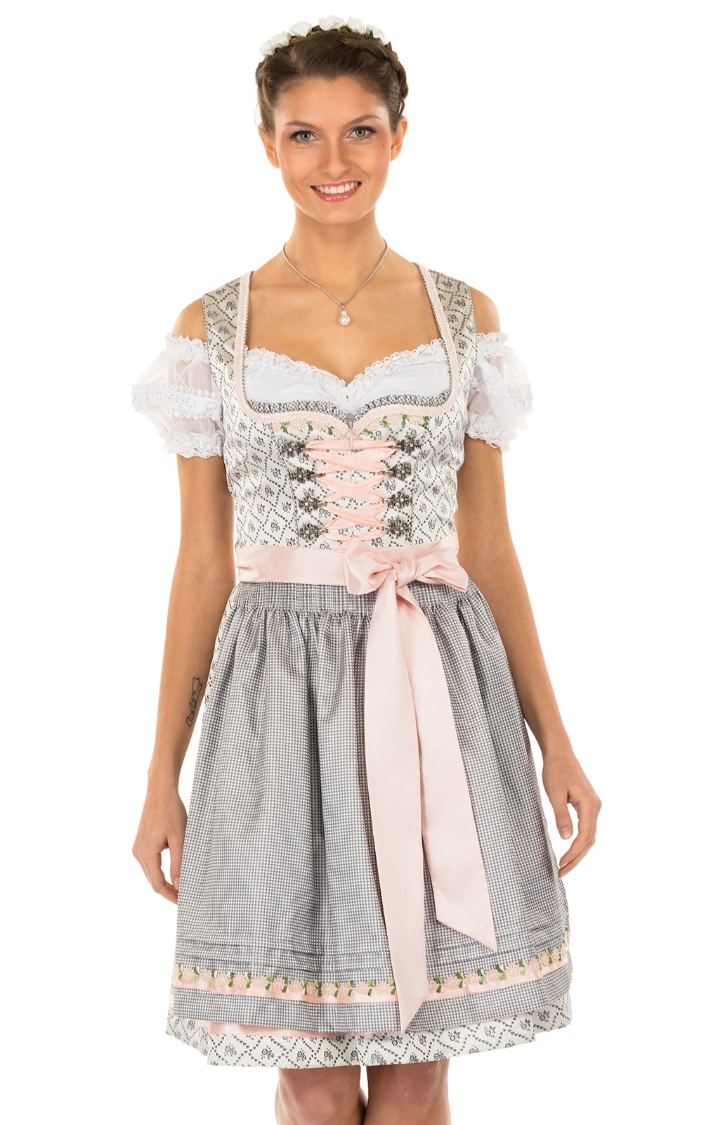 Krüger Dirndl Minidirndl 2pcs. 50 cm Daisy Gray
