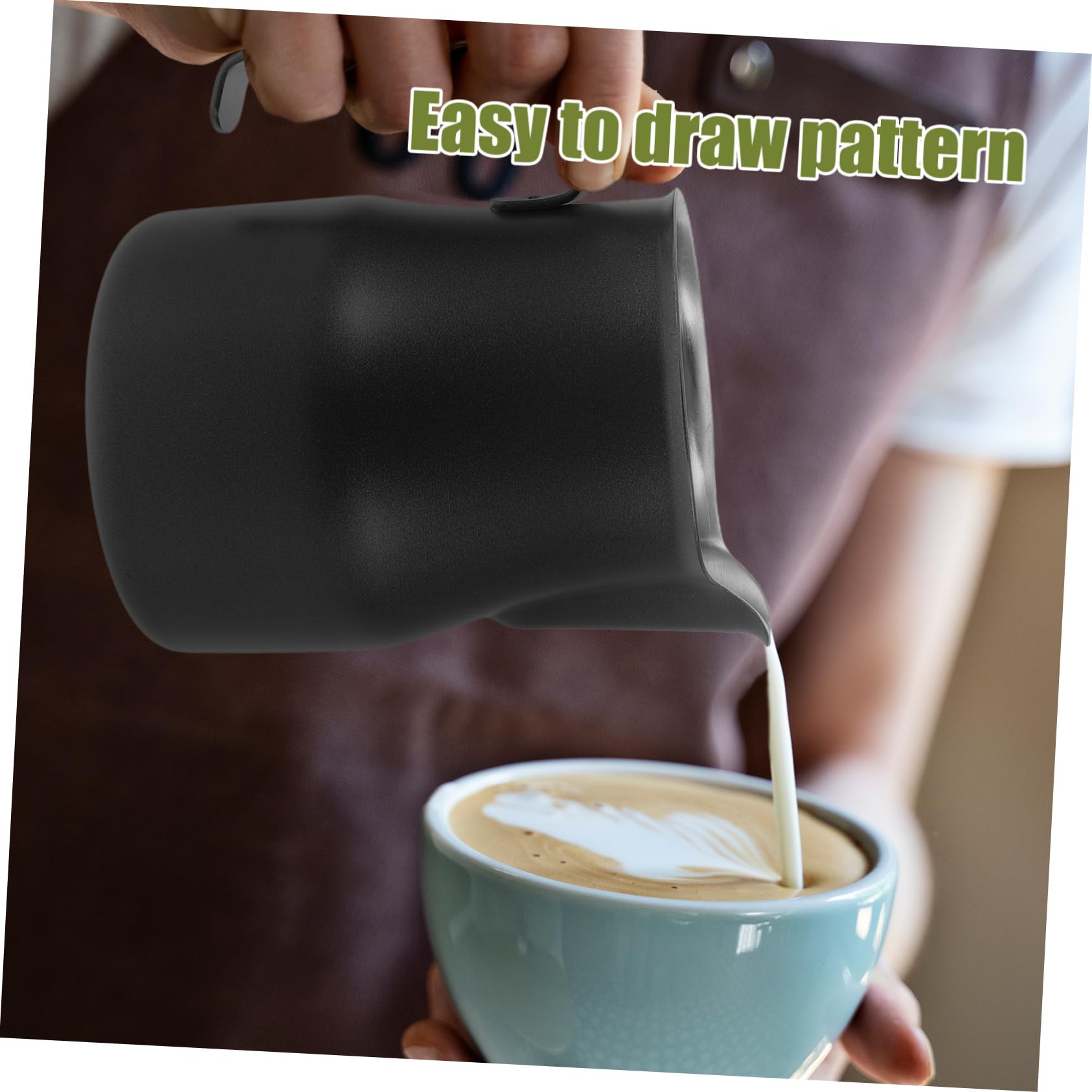 NUOBESTY 4 Piezas Leche de Inoxidable con Cafés Jarra Espumar Leche Preparar Café Espresso y Decorar Bebidas