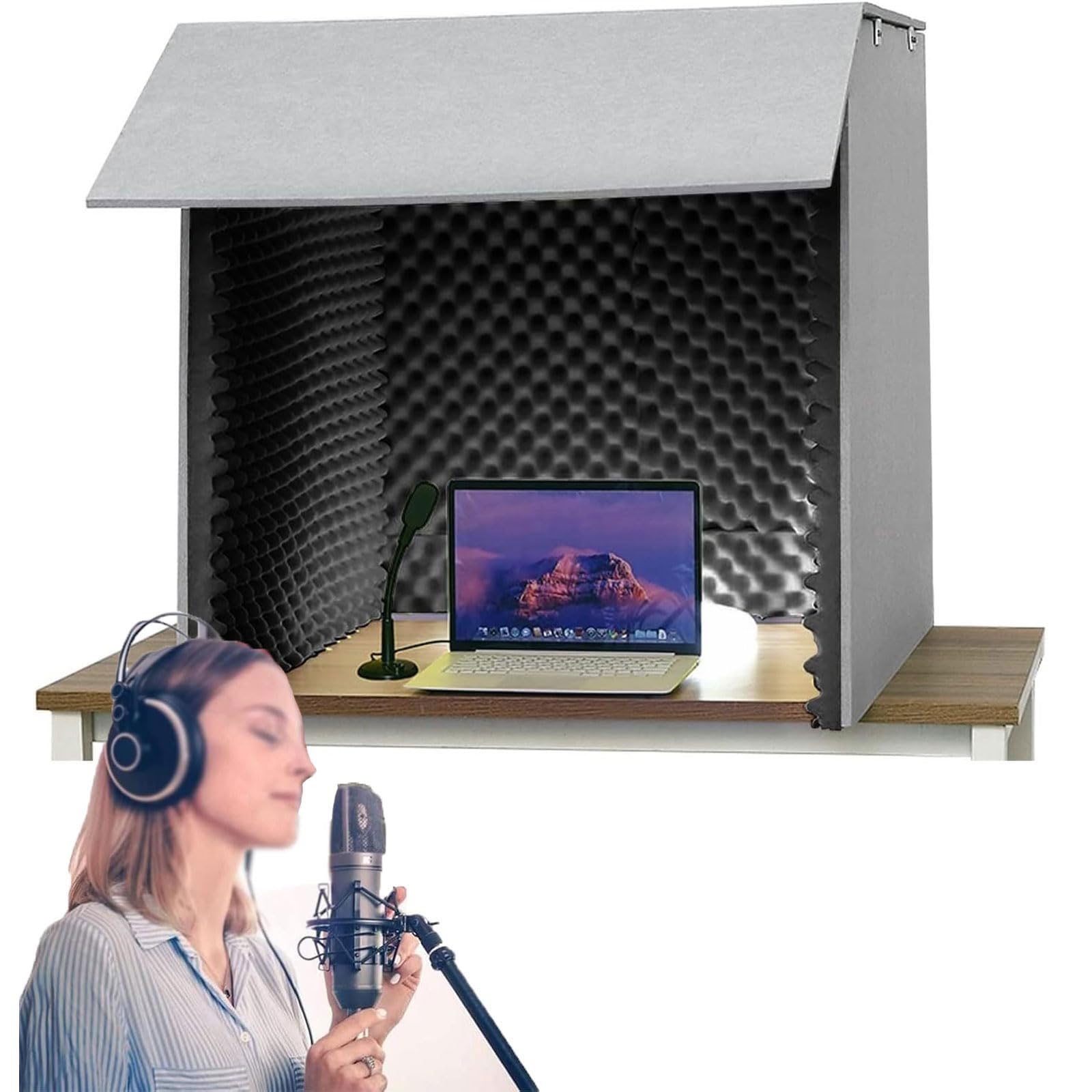 Cabine d'enregistrement pliable 80cm avec mousse haute densité noire pour microphone