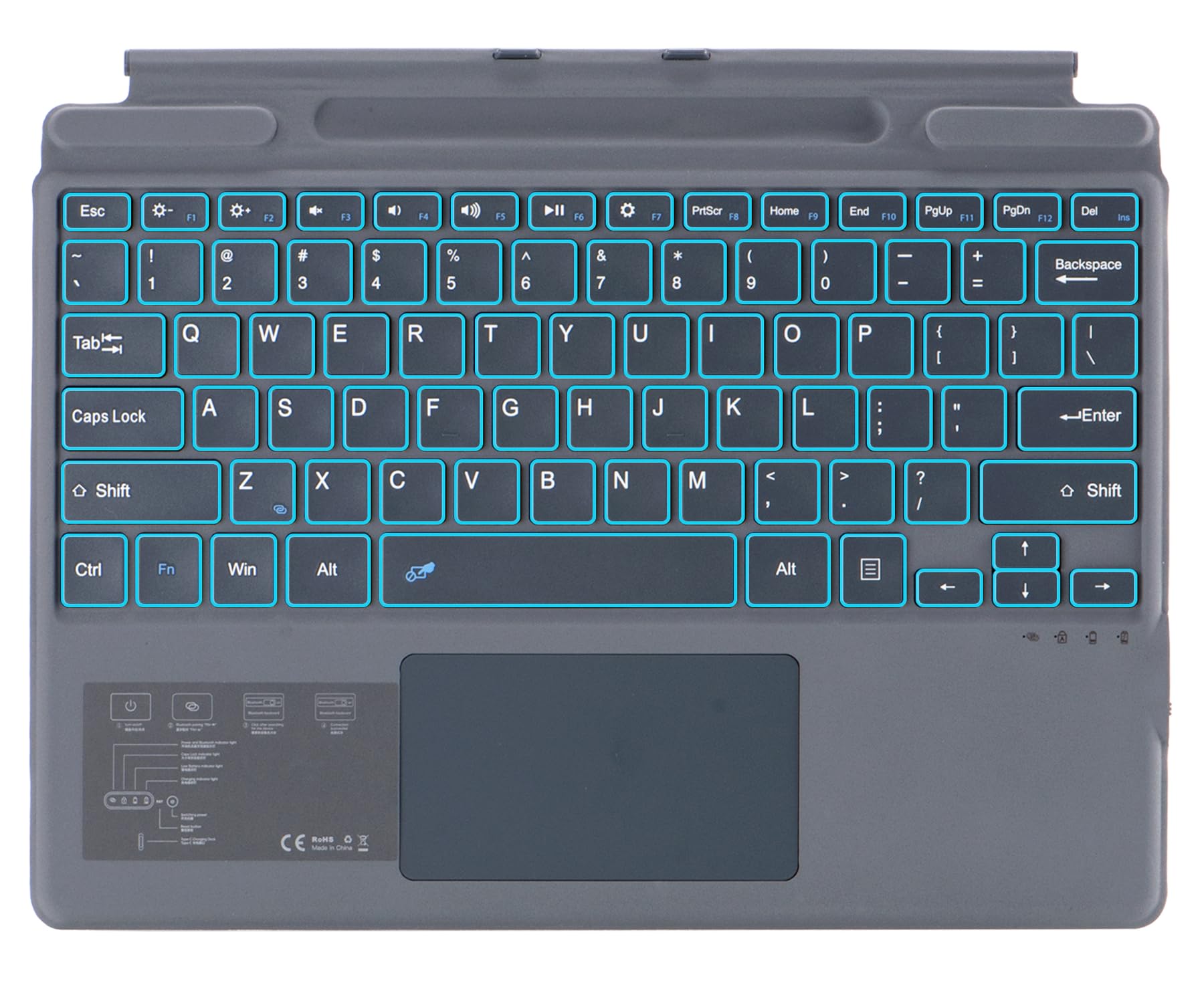 Verlicht toetsenbord voor Microsoft Surface Pro 9/Pro 8/Pro X 13 inch