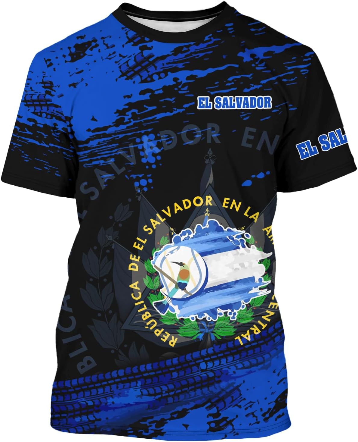 DFZ Men's El Salvador Flag Shirt Novelty Tee Graphic Print Unisex Short Sleeve Top El Salvador Jersey - Image 3