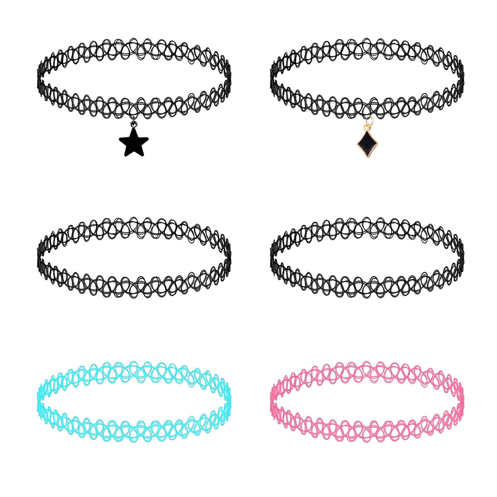 Collane Girocollo Nere Elastiche - Set Di 6 | Stile Anni '90 Per Donne E Ragazze