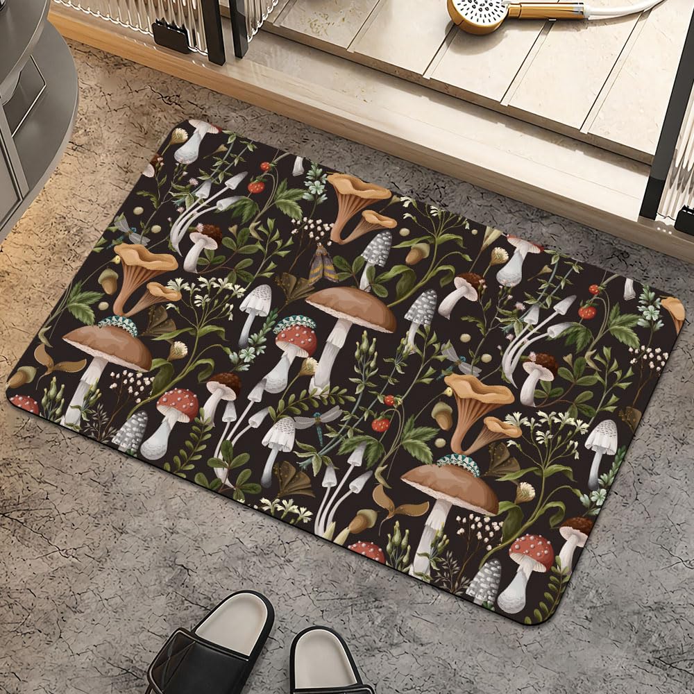 ZHUZHISHAN Bath Mat Rug,Bobo Mushrooms Non Slip Quick Dry Super Absorbent Thin Bathroom Rugs Fit Under Door-Easy to Clean Bathroom Floor Mats-Shower