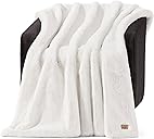 UGG Euphoria Faux Fur Throw Blanket, Warm Fluffy Throw for Couch or Bed, Luxury Bedroom Decor, Fluffy Blankets, Machine Washable, 50-inch x 70-inch, White Snow