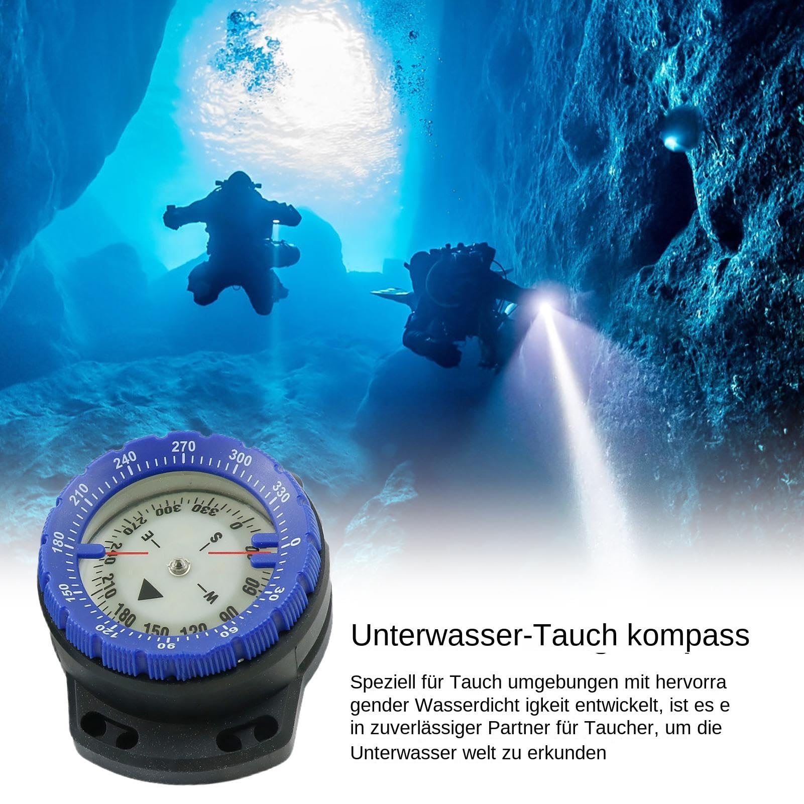 Tauchkompass – 50 M Starker Magnetischer Kompass, Elastischer Seilkompass | Unterwasserkompass Leuchtender Wasserdichter Kompass | Tauchkompass | Leuchtender Kompass Marinekompass | Tauchzubehör