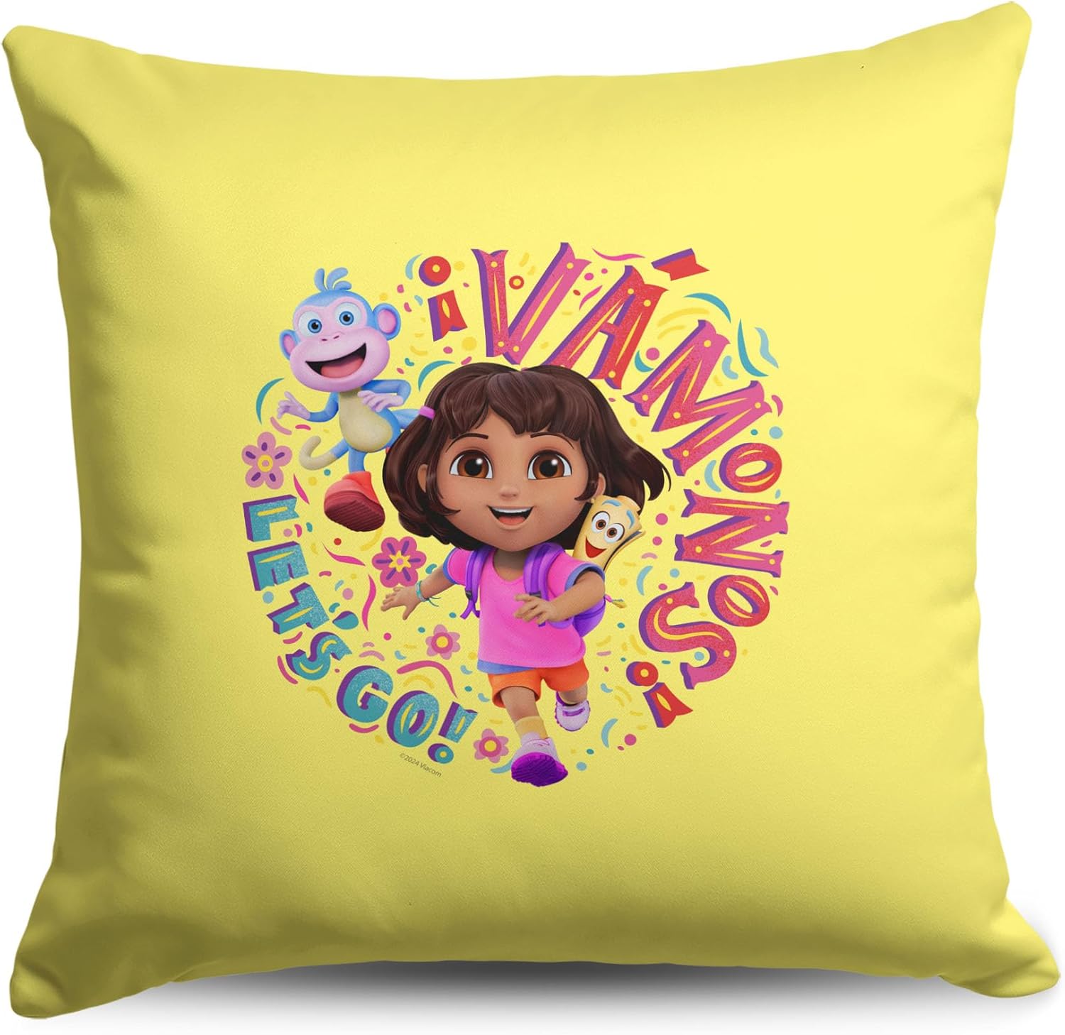 NORTHWEST Dora The Explorer Boots Pattern Throw Pillow, Soft Plus for Boys and Girls, Bedroom Décor, 18 x 18 inches