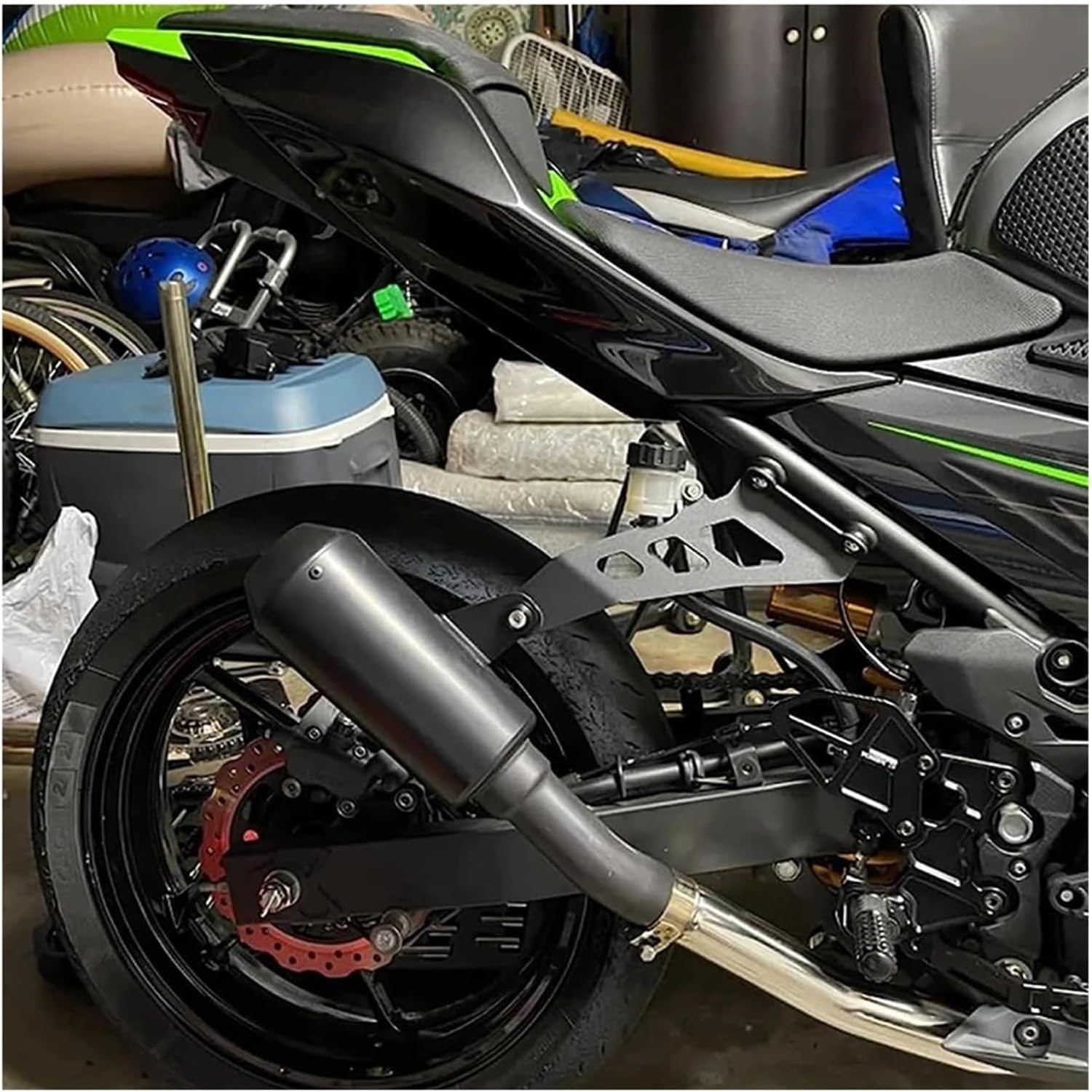 AHHDDX Motorcycle Accessories Exhaust Hanger Bracket Compatible with Ninja 400 2018 2019 2020 2021-2023 2024 Ninja400 Replacement Parts .D128