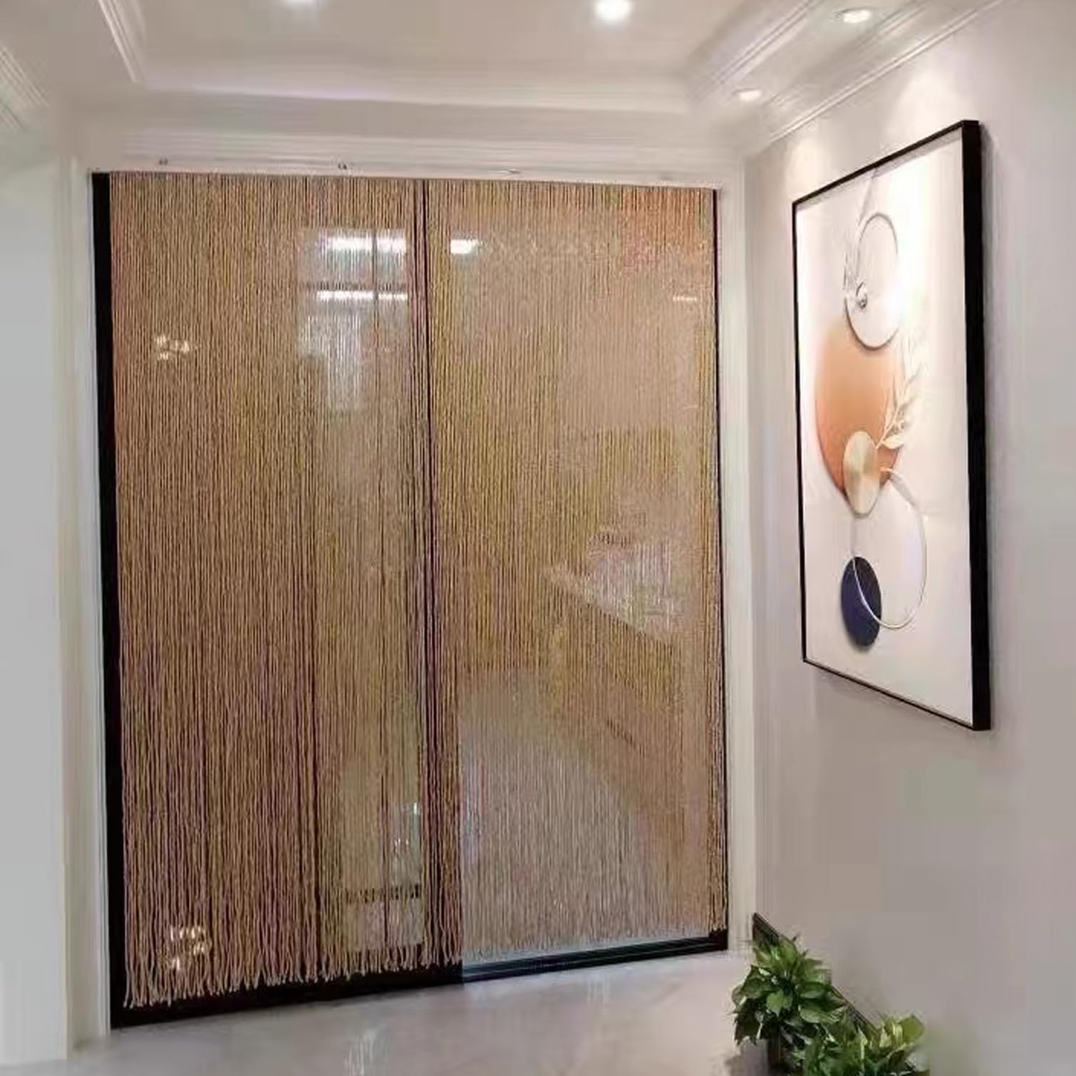 Rideau en Perles de Bambou,Rideau de Porte en Perles de Bois,Moustiquaire à Perles Anti-Insectes,Decore à Suspendre pour Salon Chambre,Personnalis,Largeur x Hauteur (60cm x 200cm(60 brins))