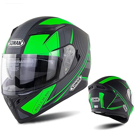 Amazon Co Jp オートバイフルフェイスヘルメットdotは 大人のためのクリアバイザー 男性と女性とバイク原付 バイクストリートレーシングクラッシュヘルメットを承認しました グリーン L ホーム キッチン