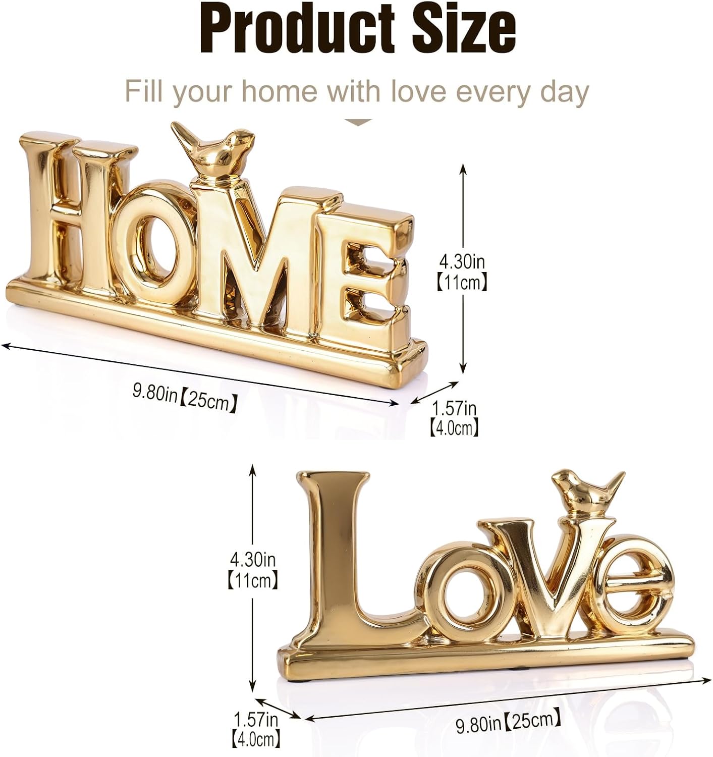 Love Sign Decor,Gold Room Decor Aesthetic, Knick Knack Shelf,Bird Decor, Boho Bookshelf,Abstract Statue,for Living Room,Bedroom, Contemporary Tv Stand Set of 2 (2, Gold)