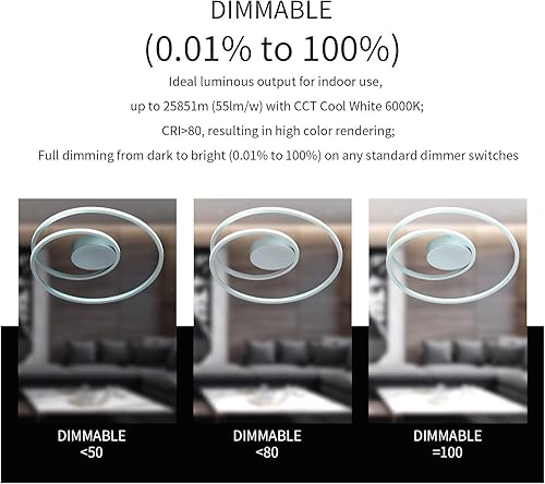 Miniatura 3 de Lámpara de techo moderna, lámpara LED regulable de 20.5 pulgadas, lámpara de techo de montaje empotrado de 47 W, lámpara de techo cerca de la luz de