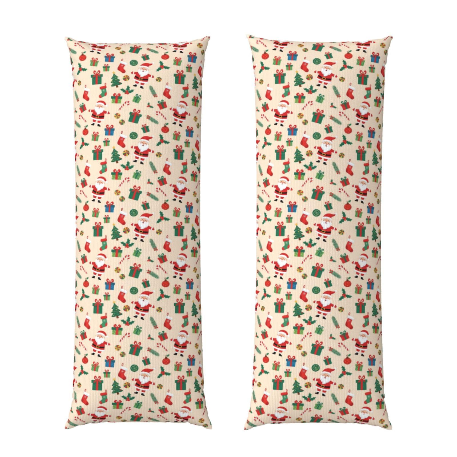 Long Body Pillow Cover 20x60 Cute Cartoon Santa Claus Christmas, Premium Zippered Pillowcase, Ultra Soft Brushed Fabric, Breathable Protector for Couch Home Hotel