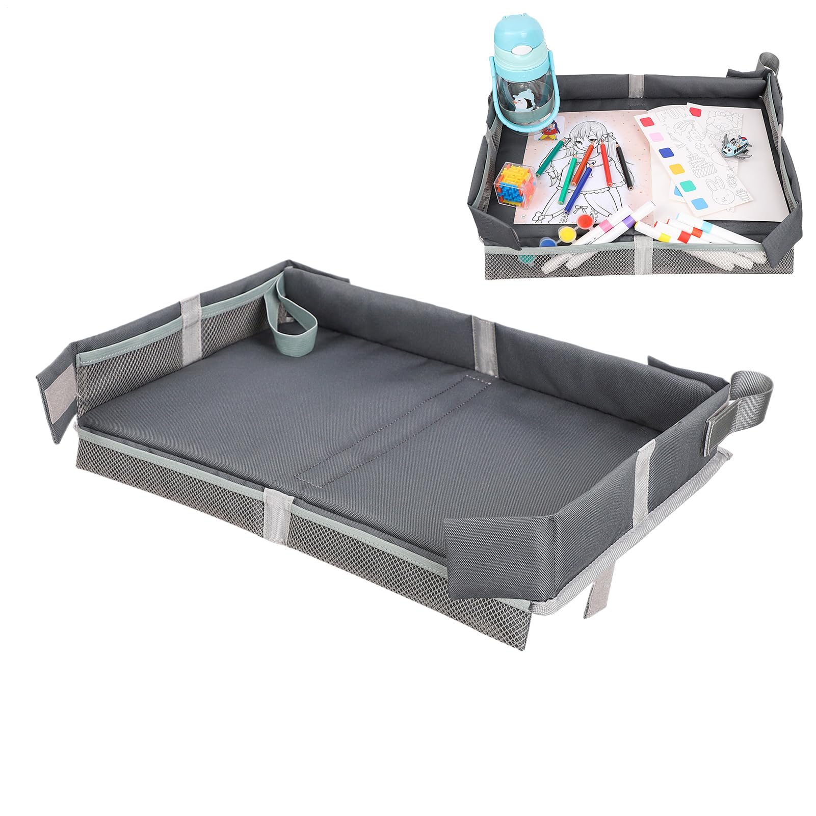 Cubierta de bandeja de avión para niños | Bandeja de viaje para niños: la cubierta de bandeja de avión plegable con bolsillo, la bandeja de almacenamiento de juguetes de mesa portátil para niños