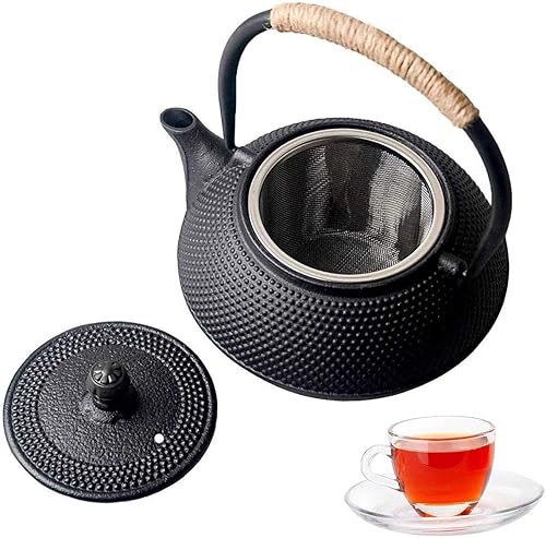 Hwagui - Tetera japonesa de hierro fundido con infusor de acero inoxidable para té y bolsitas de té de hojas sueltas, hervidor de té de hierro