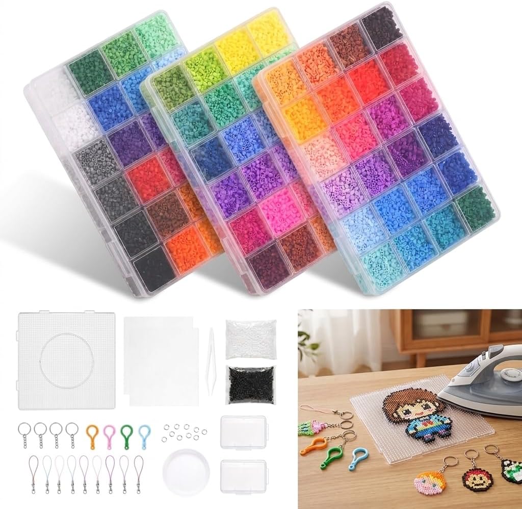 2.6mm Mini Fuse Beads Kit, 32800 PCS, 72 Colors Mini Iron Beads Set