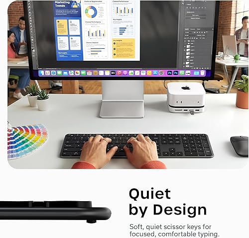 Miniatura 5 de Satechi Teclado inalámbrico Slim EX3, teclado de tamaño completo con teclado numérico, Bluetooth multidispositivo, conexión de 2.4 GHz para macOS,