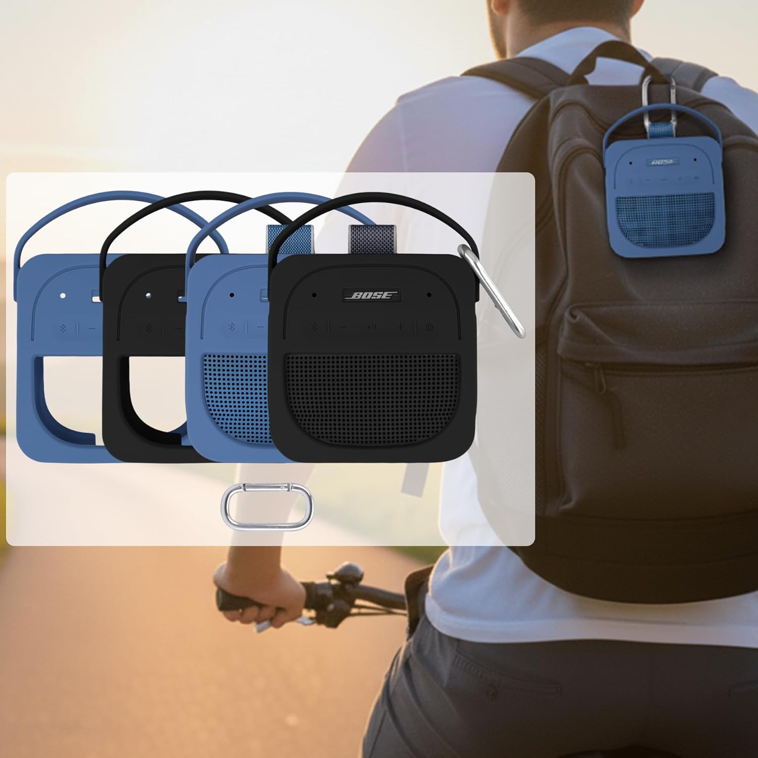 for Bose New SoundLink Micro 2nd Gen Portable Bluetooth Speaker Silicone Protective Case, Portable Travel Case with Carabiner (Blue) - co2CREA - Image 9
