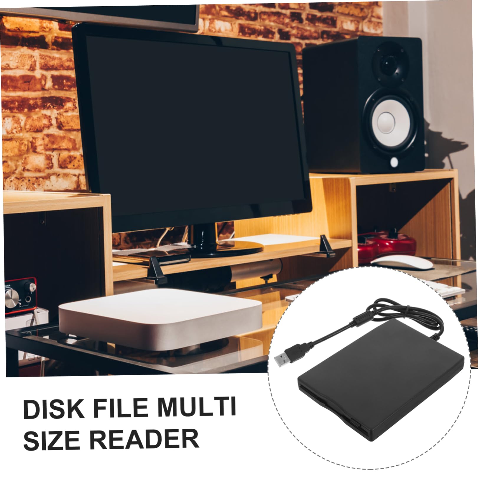 NUOBESTY Lettore di Dischetti Esterno USB 2.0 per Laptop e Desktop, Leggero, Compatibile con Sistemi Operativi, Nero Abs