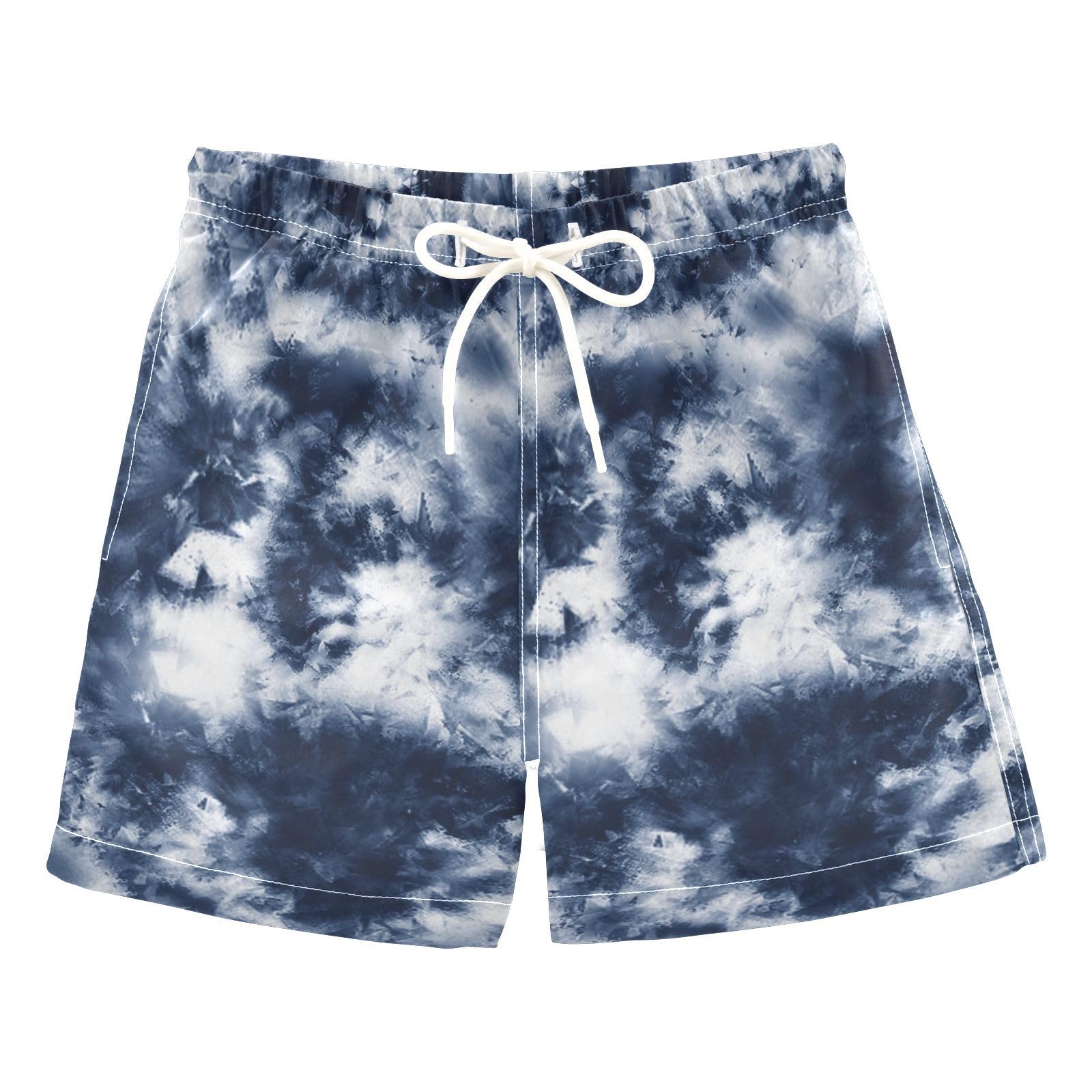 Blue Tie Dye Toddler Swim Suits Funny Presents Boys Toddler Bathing Swim Shorts Kids Swimwears Youth' Presents L 10Y