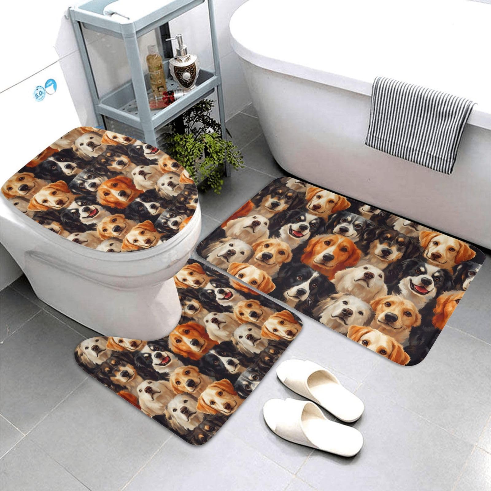 Tapis de salle de bain motif chien mignon pour apporter de la joie et de la douceur