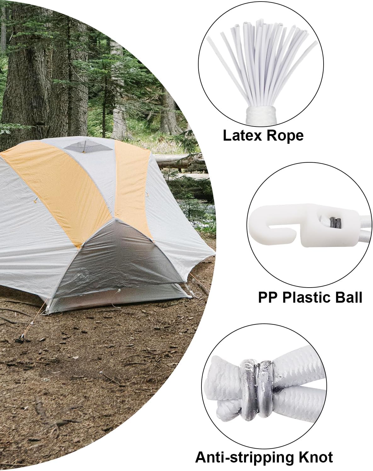 Small Bungee Cords with Hooks 6 Inch, 100 Pcs Short Rubber Mini Hook Bungee Cord Heavy Duty Outdoor (White)
