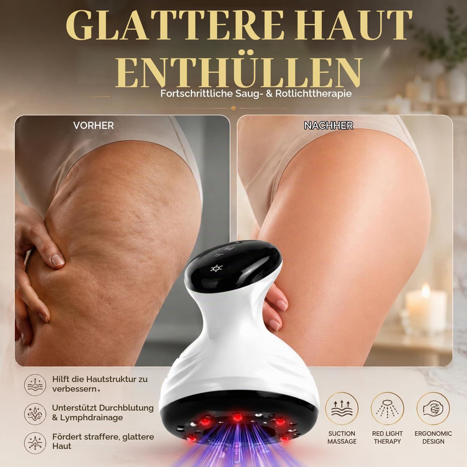 Cellulite Massagegerät, 4-in-1 Anti Cellulite Vakuum Massagegerät mit