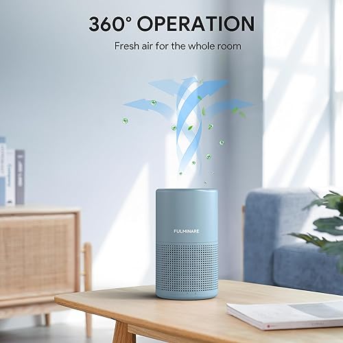 Miniatura 4 de FULMINARE Purificadores de aire para dormitorio, purificador de aire pequeño portátil para el hogar, oficina, sala de estar (azul niebla)