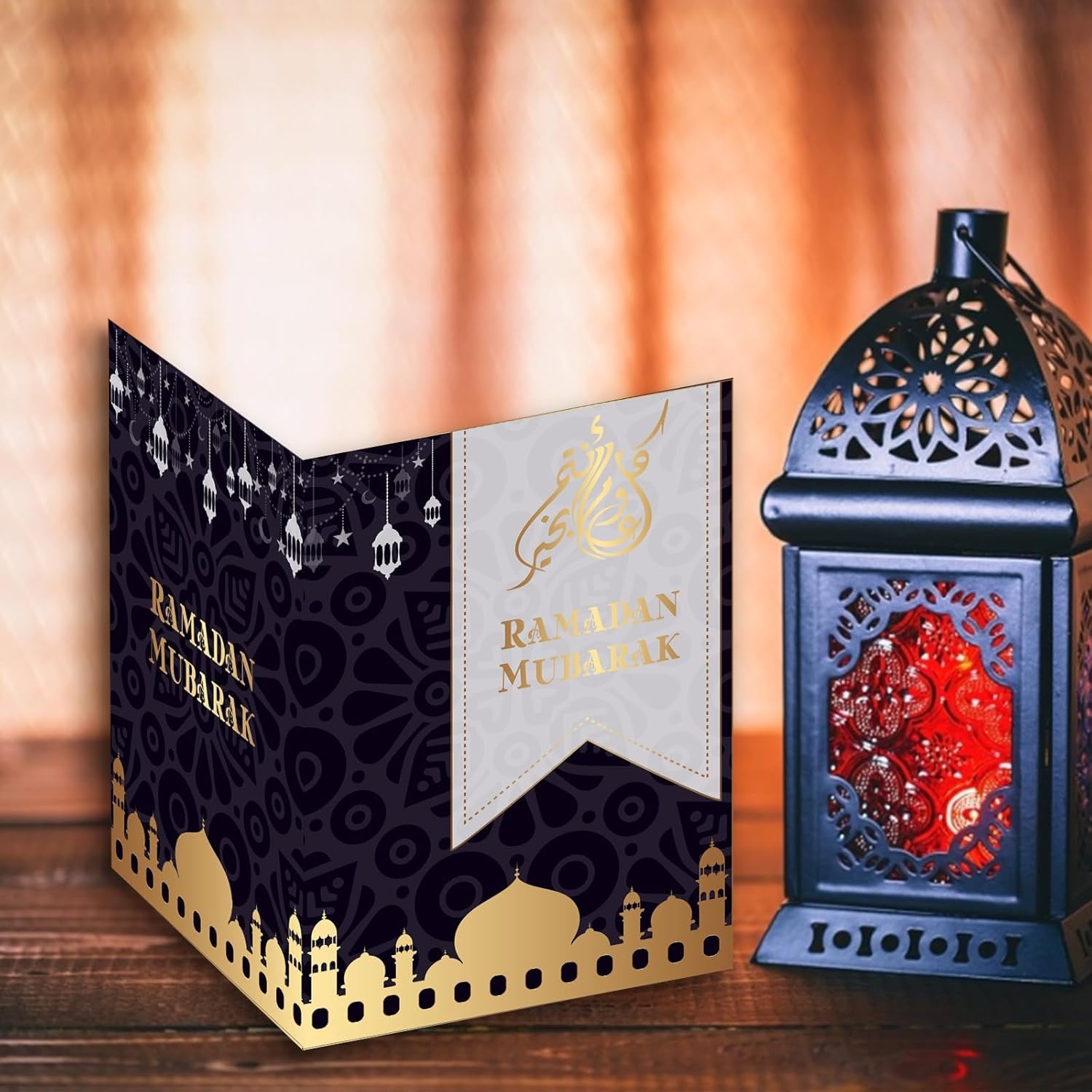KYMY 24pcs Ramadan Mubarak Cards, Eid Mubarak Greeting Cards with Envelopes and Stickers, Muslim Islamic Ramadan Mubarak Greeting Gift Cards for Eid al-Adha, Hajj Festival Party Decorations - Image 3