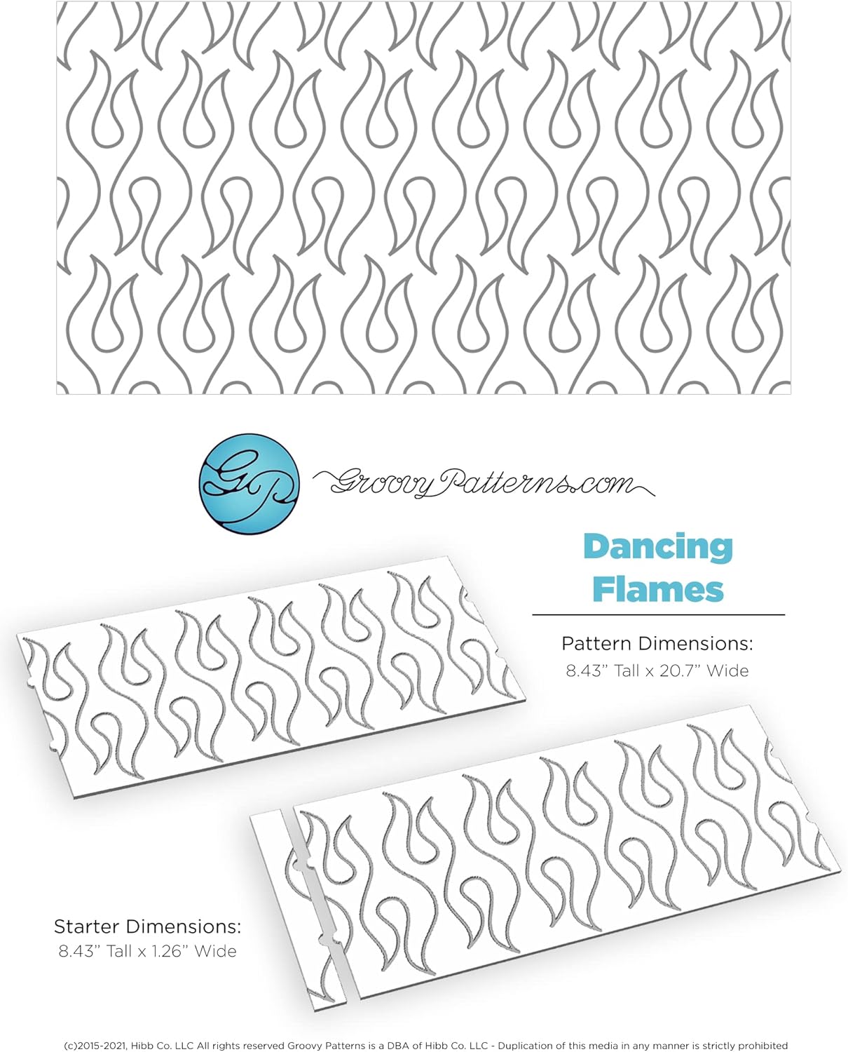 Groovy Patterns Dancing Flames Patchwork Quilt Pattern - Long Arm Board Sewing Patterns - Quilting Templates Sewing Supplies