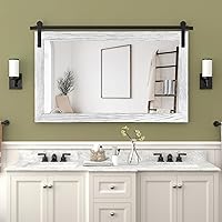 Vista 64 de COGOOD - Espejo de puerta de granja estilo granero - 41" x 26" Espejo de pared con marco de madera rústica para baño, sala de estar, decoración