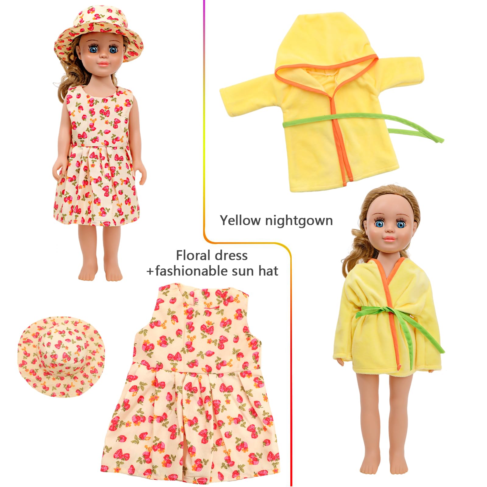 Conjunto Ropa Para MuÃ±ecas 17 Cm - Camiseta Amarilla Y Mono Girasol - Accesorios DIY Para MuÃ±ecas BebÃ©