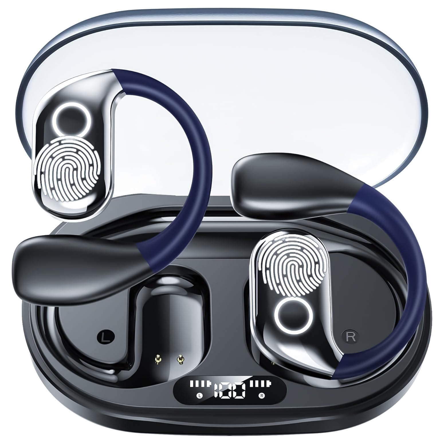 QiiSpark AI Translation Earbuds,Open Ear Buds Language Translator Earphones Real Time with APP, Translating Headphone Bluetooth Earbud with Charging Case,Audifonos Traductores Inglés Español,Black