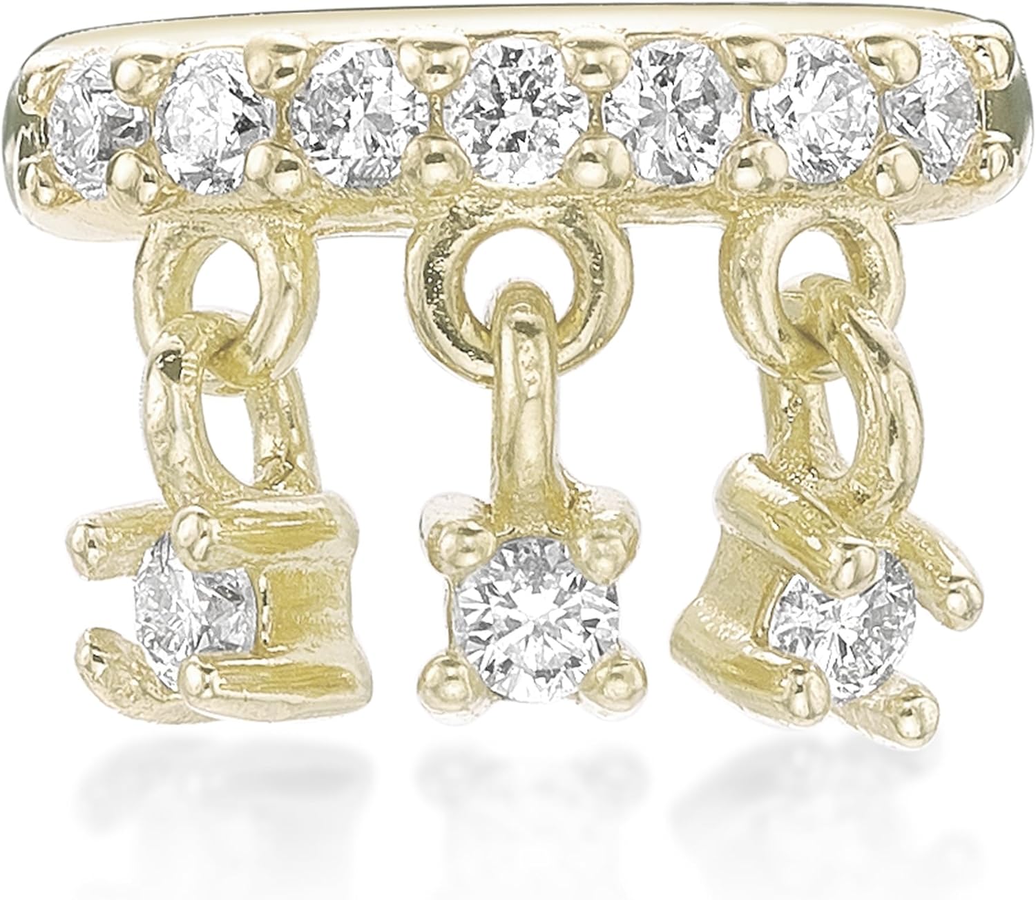 Lavari Jewelers 1/10 Carat Lab Grown Diamond Dangle Ear Cuff for Women - 18k Yellow Gold Plated 925 Sterling Silver Diamond Ear Wrap for Her - Hypoallergenic Jewelry - Elegant Simplicity