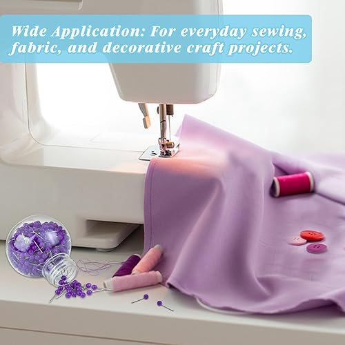 Miniatura 6 de Pnytty 600 alfileres de costura rectos para tela, alfileres de acolchado de 0.63 pulgadas, pequeños alfileres de costura rectos con cabeza de bola