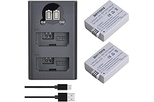 2-Pack LP-E5 Battery with Dual LCD USB Charger for Canon EOS 500D Cameras