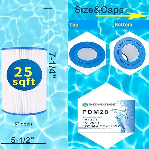 Miniatura 2 de PDM28 - Cartucho de filtro de spa de repuesto para filtro de spa Aqua Crest PDM28 461273, filtro de bañera de hidromasaje, cartuchos FC9944,