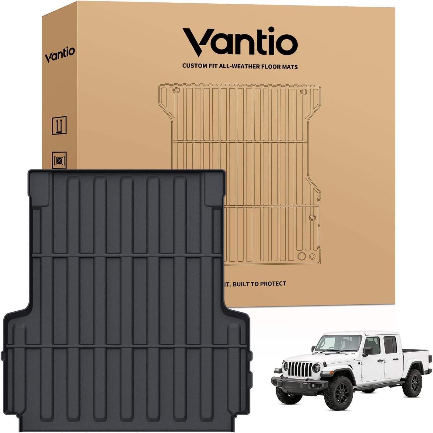 Truck Bed Mat for 2020-204 2025 2026 Jeep Gladiator JT 5 FT Bed, Custom Fit TPE Truck Bed Liner, Heavy Duty All-Weather Non-Slip Pickup Cargo Protection, Not for Side Storage Bed