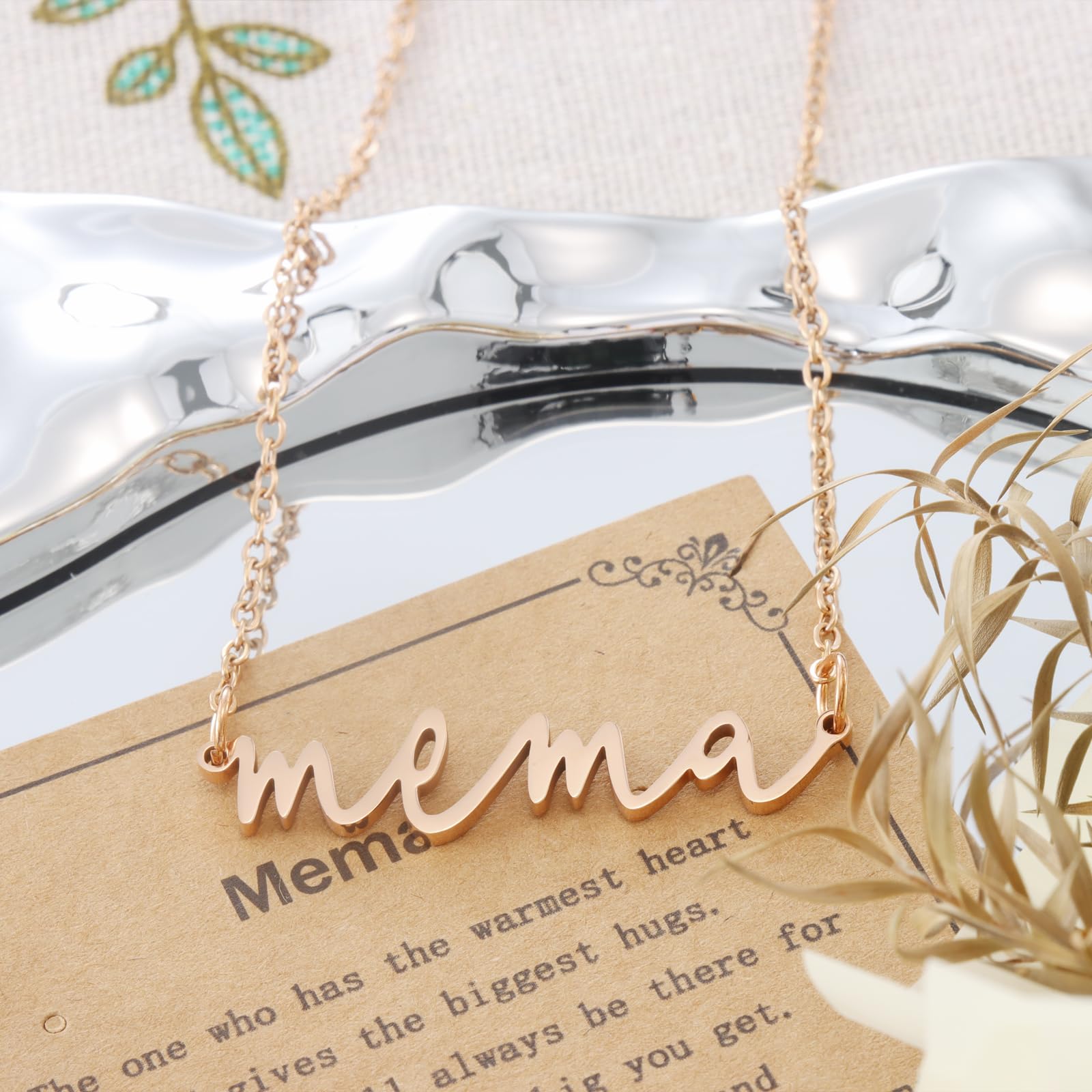 Mema Gifts Necklace for Women Grandma Birthday Personalized Items Jewelry Best Mema Necklace
