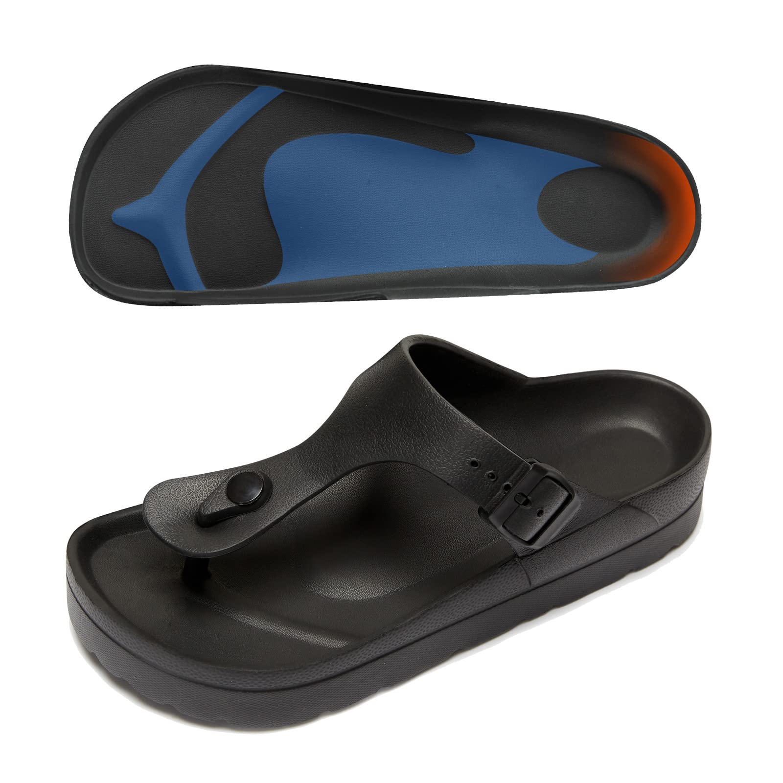 Scecocrs Women Adjustable Buckle Flip Flops Sandals,Women's Platform Sandals with Arch Support,Summer EVA Sandals for Indoor and Outdoor size 7