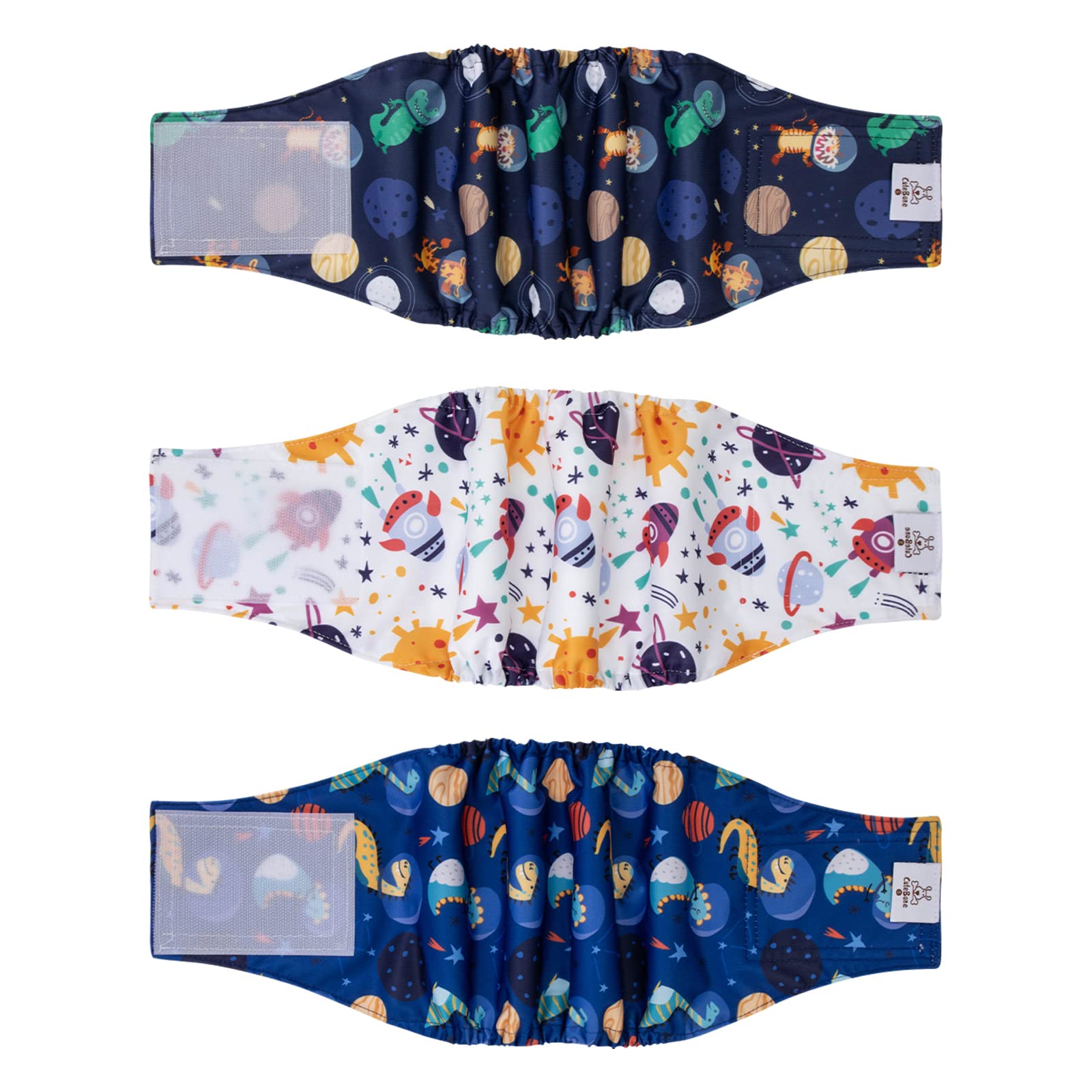 CuteBone Paquete de 3 Pañales para Perros lLavables para Hombres, Banda para el Vientre Reutilizable para Perros, Envolturas para Perros Altamente Absorbentes con Velcro Fuerte y Flexible DM37S-ES