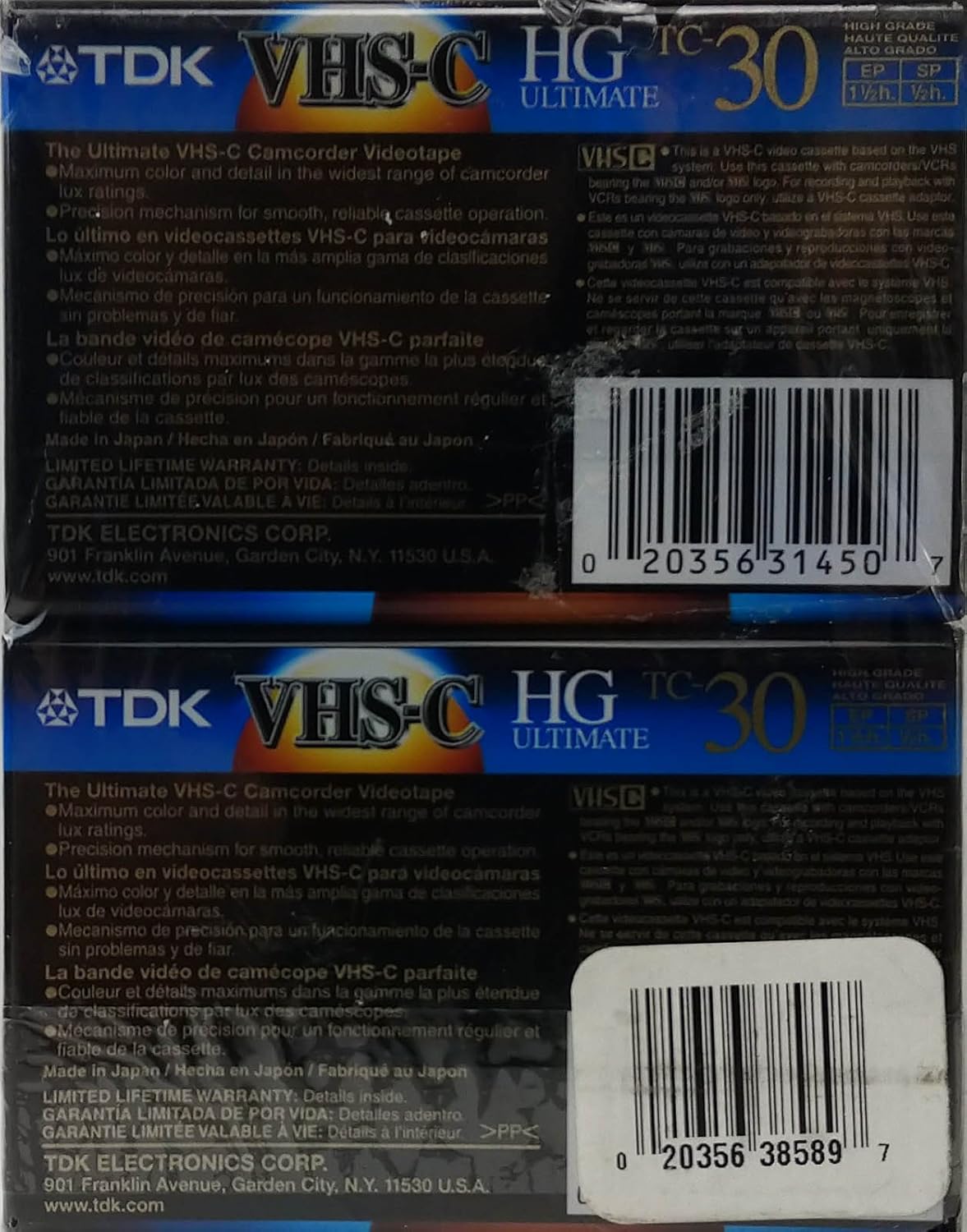 TDK 30 Minute Vhs-c Hg Ulitimate 214777 Ep Sp