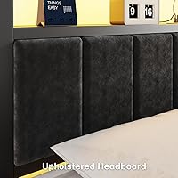 Vista 7 de OLEVS Base de cama individual con luces LED y salidas USB, cama individual de plataforma con cabecera de almacenamiento, no necesita somier, fácil