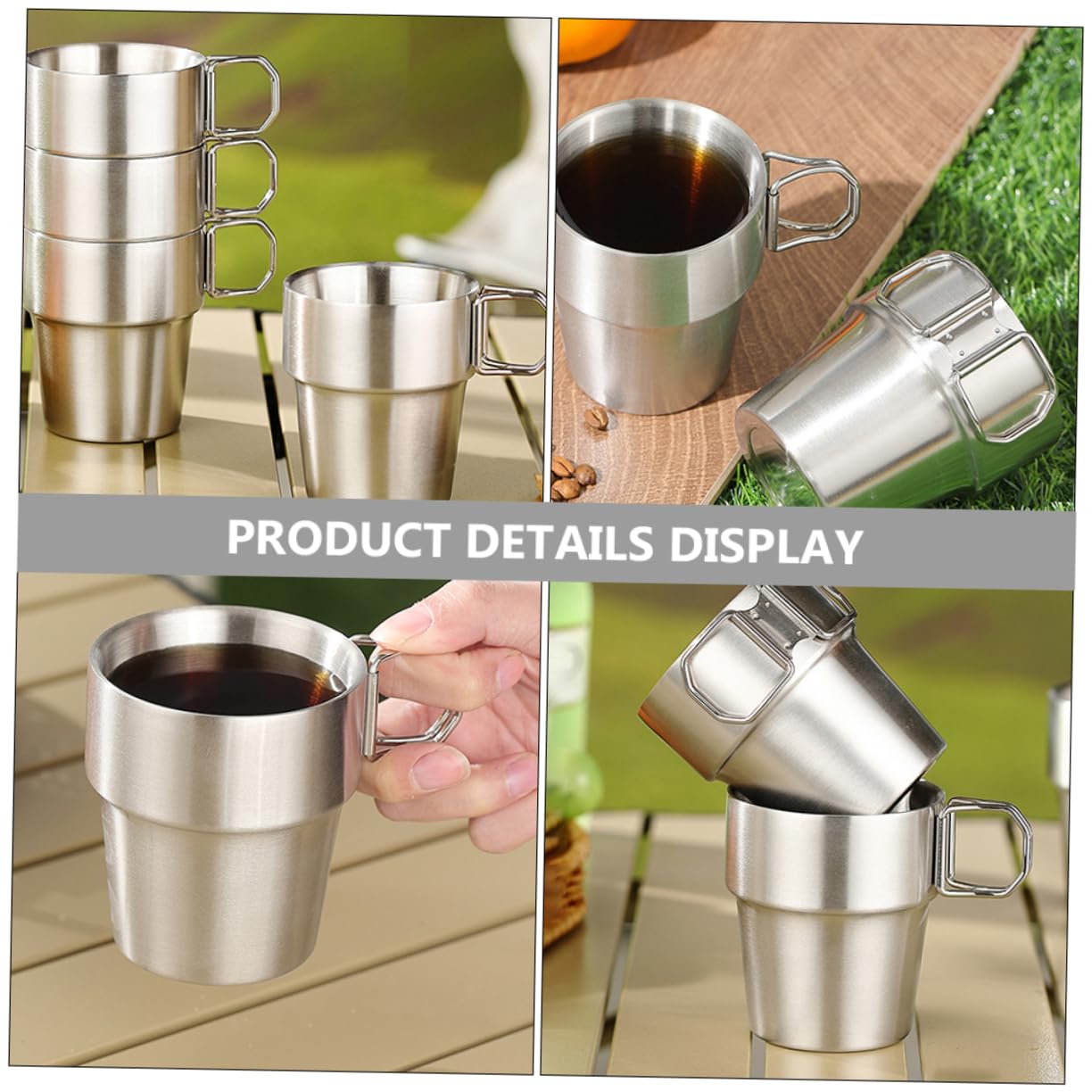 Amazon.co.jp: FOYTOKI 金属製のコップ スチール製キャンプマグ  