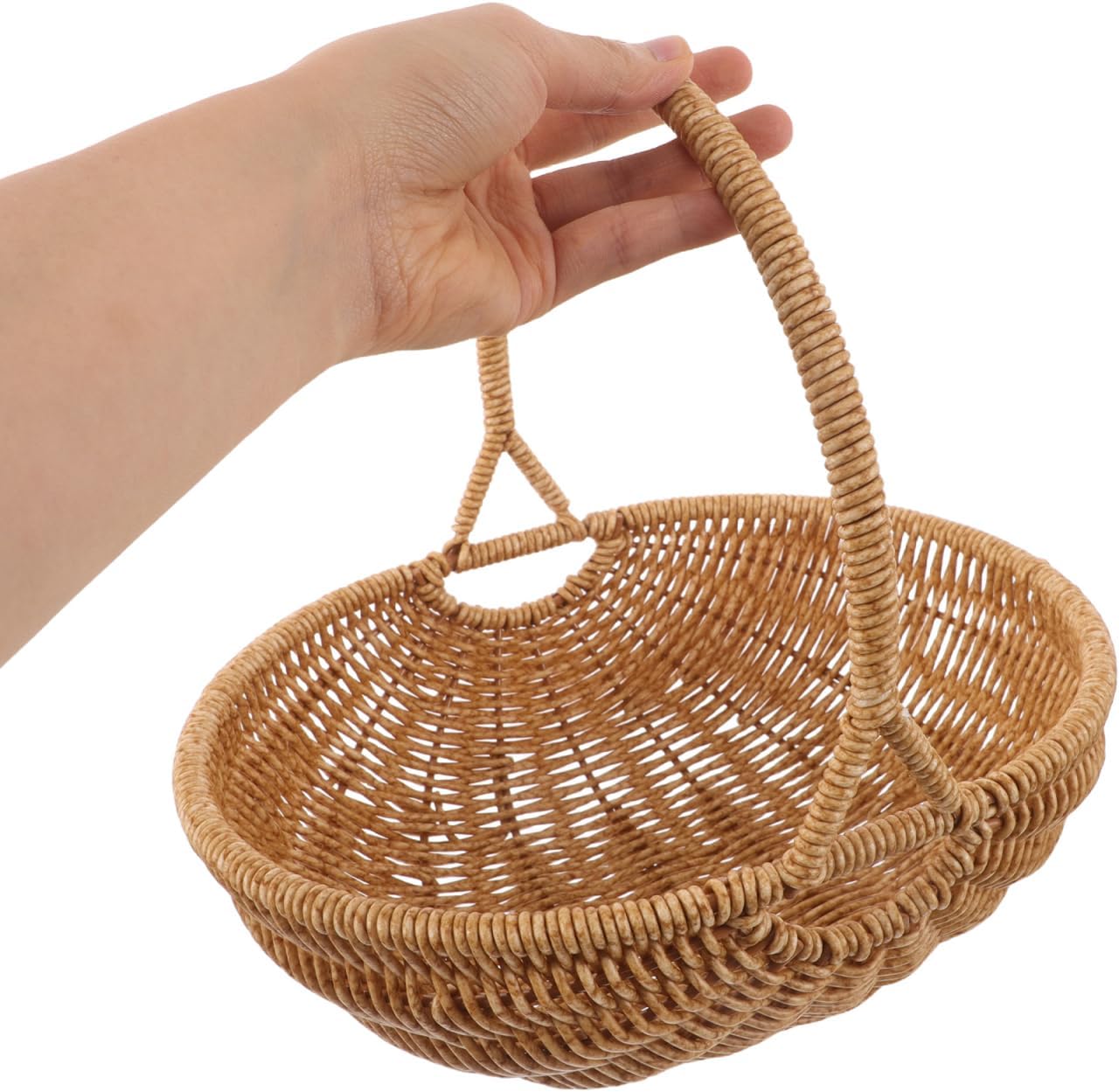Toddmomy Rattan Basket Woven Harvest Basket with Handle Multipurpose for Picnic, Flower, Fruit, Organizing, Easter, Christmas