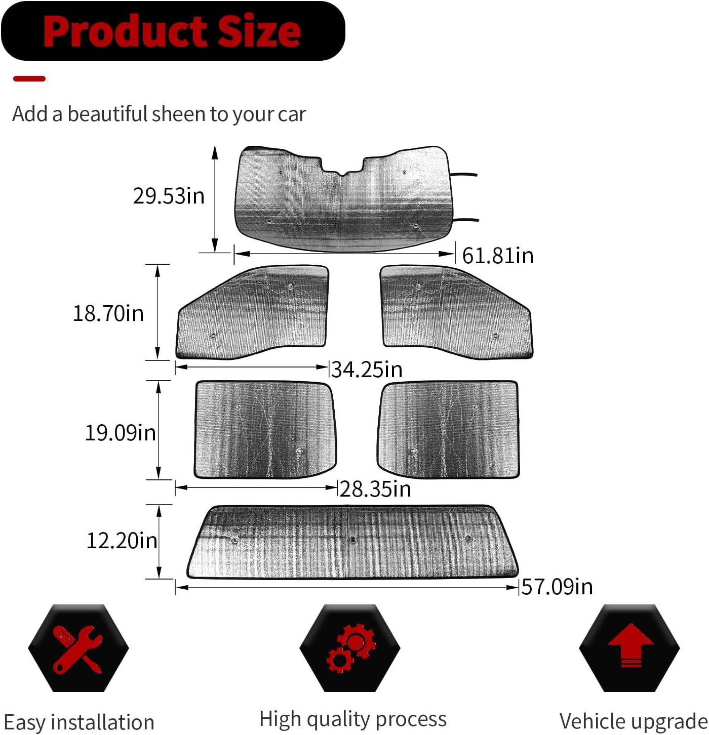 Windshield Sunshade Sun Shade Heat Shield Window Sun Visor Mat Compatible with Ford F150 4 Door 2015-2020,6PCS