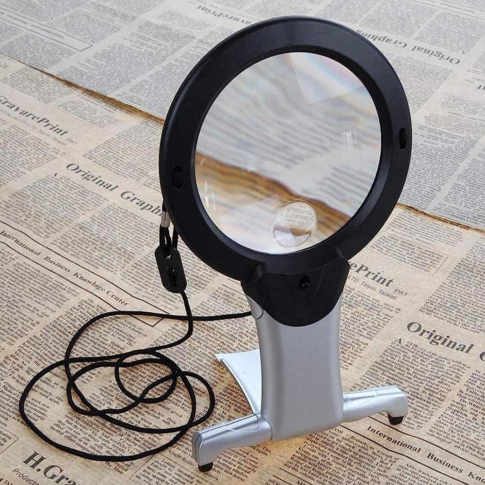 5X100Mm Led Light Magnifier Magnifying Glass Mini Pocket Microscope Reading Jewelry Loupe Neck Hung Hard Resin Lens/a (A)