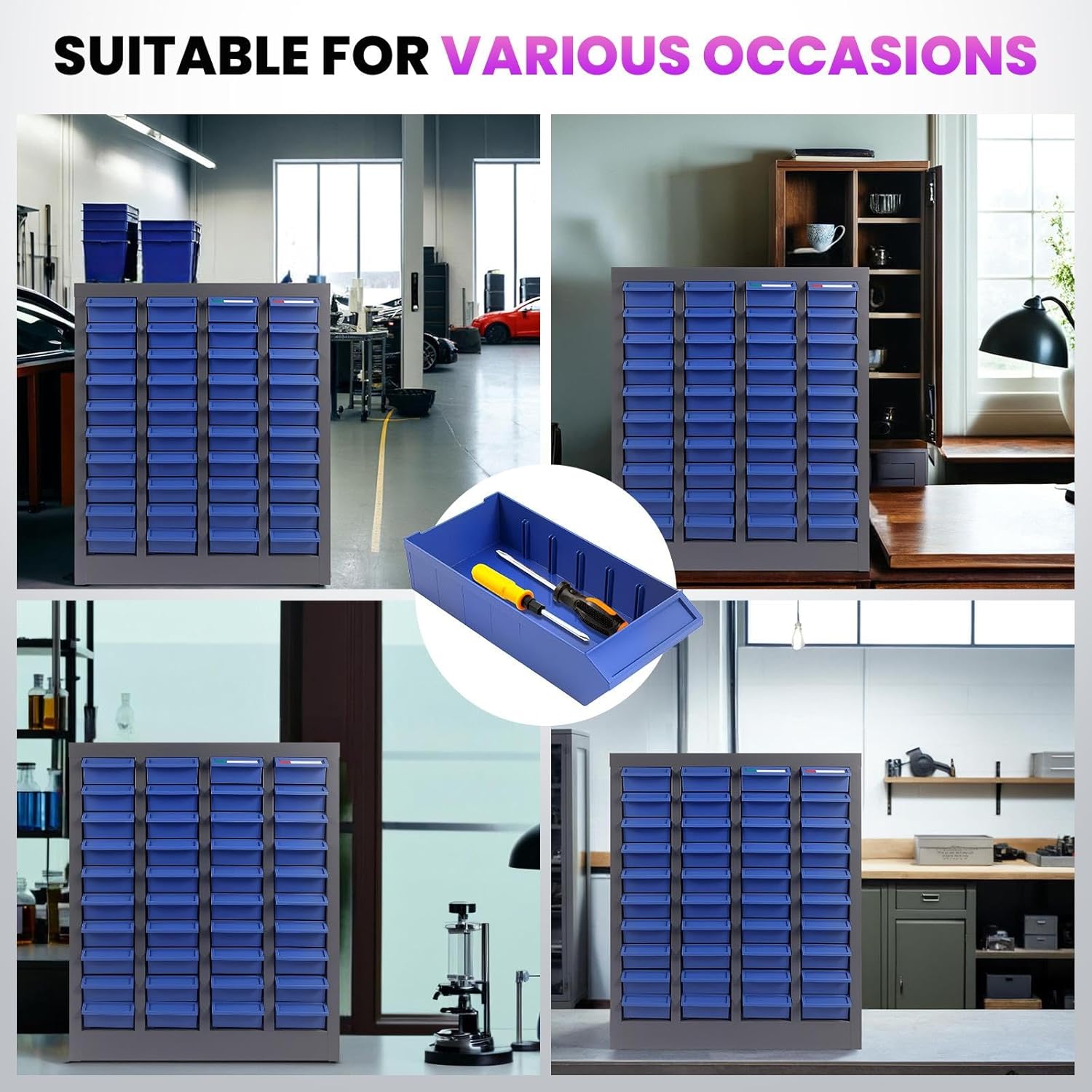 40 Drawers Steel Parts Cabinet, Bolt Bins, Bolt Organizer with ABS Drawers & Dividers, Nut and Bolt Organizer for Garage, Workshop, Home and Office Storage
