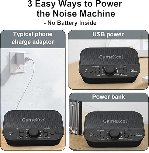 Miniatura 6 de Máquina de sonido portátil, máquina de ruido blanco con 38 sonidos y altavoces duales, cargador USB, temporizador y memoria, terapia de sueño